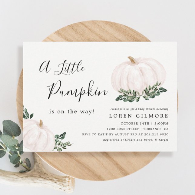 White Pumpkin Fall Baby Shower Invitation (Creator Uploaded)