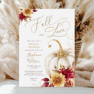 White Pumpkin Fall Bridal Shower Invitation