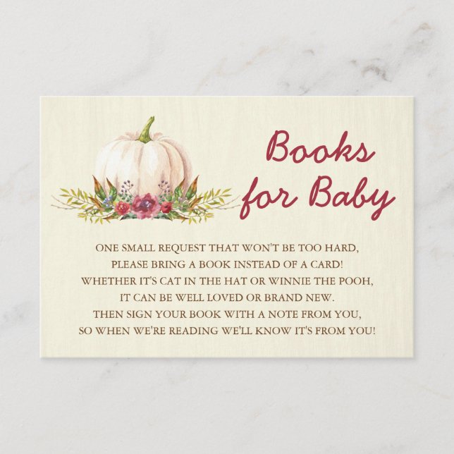 White Pumpkin Fall Floral Books for Baby Insert (Front)