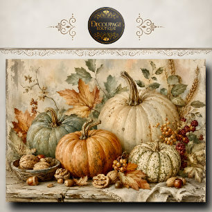 White Pumpkin Fall Harvest Decoupage Tissue Paper