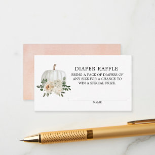 White Pumpkin Fall Theme Diaper Raffle Ticket Encl Enclosure Card