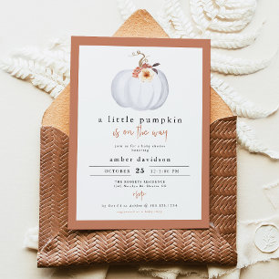 White Pumpkin Floral Little Pumpkin Baby Shower Invitation