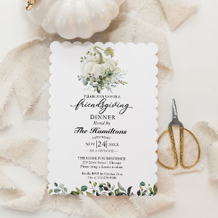 White Pumpkin Friendsgiving Dinner Invitation