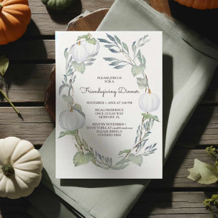 White Pumpkin Friendsgiving Invitations