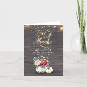 White Pumpkin Gold Typography Wedding Thank You Card
