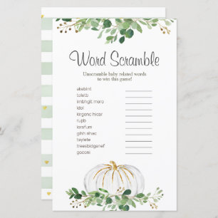White Pumpkin Greenery Floral Word Scramble