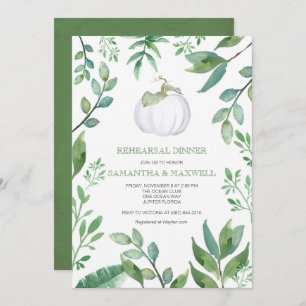 White Pumpkin Greenery Rehearsal Dinner Invite