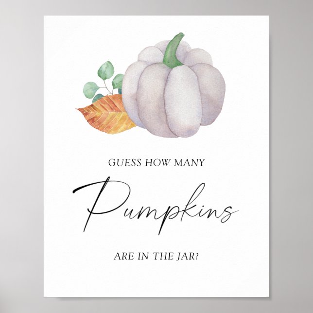 White pumpkin -guess how many pumpkins poster (Front)