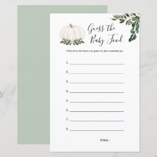 White Pumpkin Guess The Baby Food Game Cards