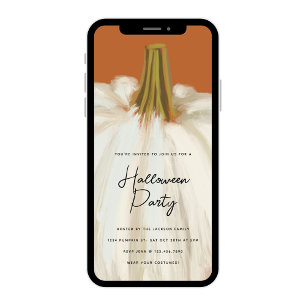 White Pumpkin Halloween Party Invitation