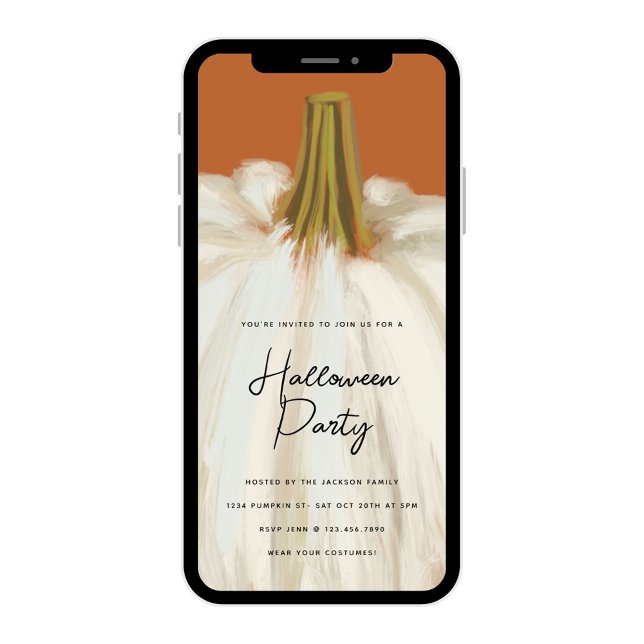 White Pumpkin Halloween Party Invitation (Creator Uploaded)