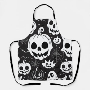 White Pumpkin Jack O Lantern Halloween Apron