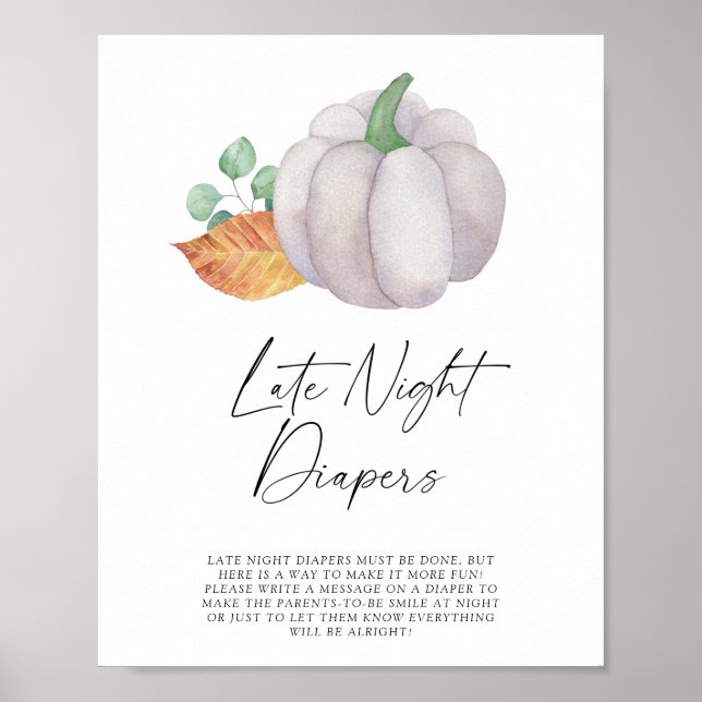 White pumpkin Late night diapers game Poster (Front)