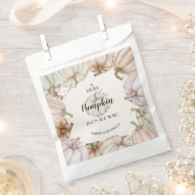 White Pumpkin Neutral Baby Shower Favour Bag (Clipped)