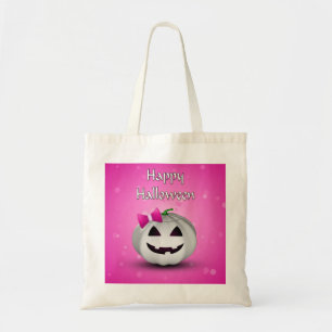 White Pumpkin Pink Girly Halloween Tote Bag
