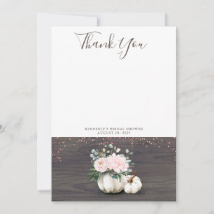 White Pumpkin Pink Rustic Wood Thank You Card