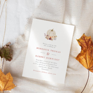White Pumpkin Purple & Terracotta Floral Wedding Invitation