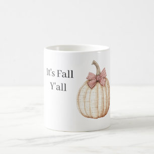 White Pumpkin Red Bow Coffee Mug