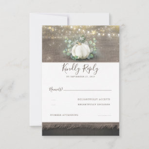 White Pumpkin Rustic Country Wedding RSVP Card
