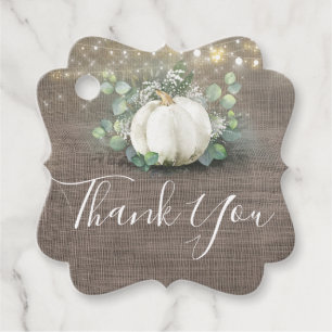 White Pumpkin Rustic Wedding Favour Tags