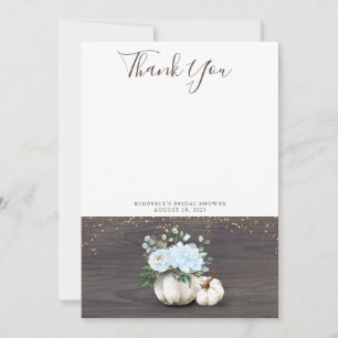 White Pumpkin Rustic Wood Thank You Card