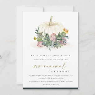 WHITE PUMPKIN SUCCULENT FAUNA VOW RENEWAL INVITE