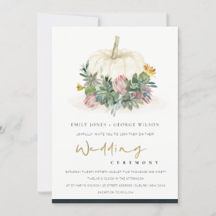 WHITE PUMPKIN SUCCULENT FAUNA WEDDING INVITE