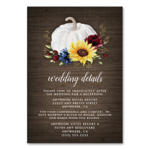 White Pumpkin Sunflower Wedding Enclosure Cards