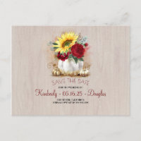 White Pumpkin Sunflowers Vase Fall Save the Date