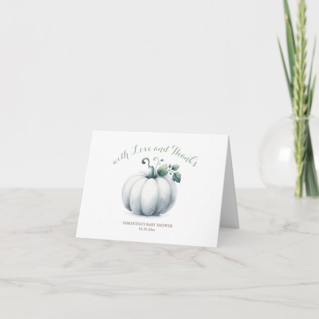 White Pumpkin Thank You Folded Card (Front)