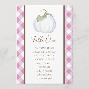 White Pumpkin Wedding Seating Chart, Table Plan Invitation