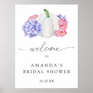 white pumpkin welcome bridal shower party poster