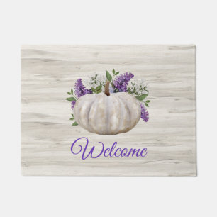 White Pumpkin Welcome Door Mat