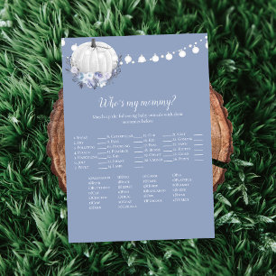 White Pumpkin Who's My Mummy Baby Shower Game Invitation