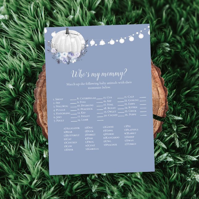 White Pumpkin Who's My Mummy Baby Shower Game Invitation (Creator Uploaded)