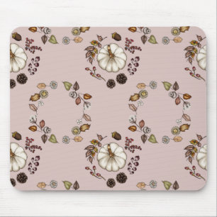 White Pumpkin with an Autumn Leaves Mouse Pad