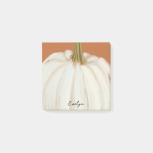 White Pumpkin With Personalised Name Post-it Notes