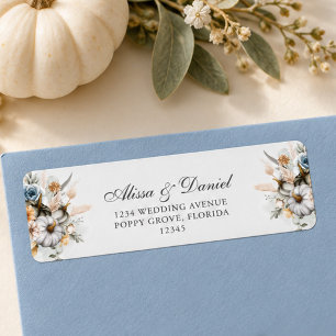 White Pumpkin with Wildflowers Return Address Label
