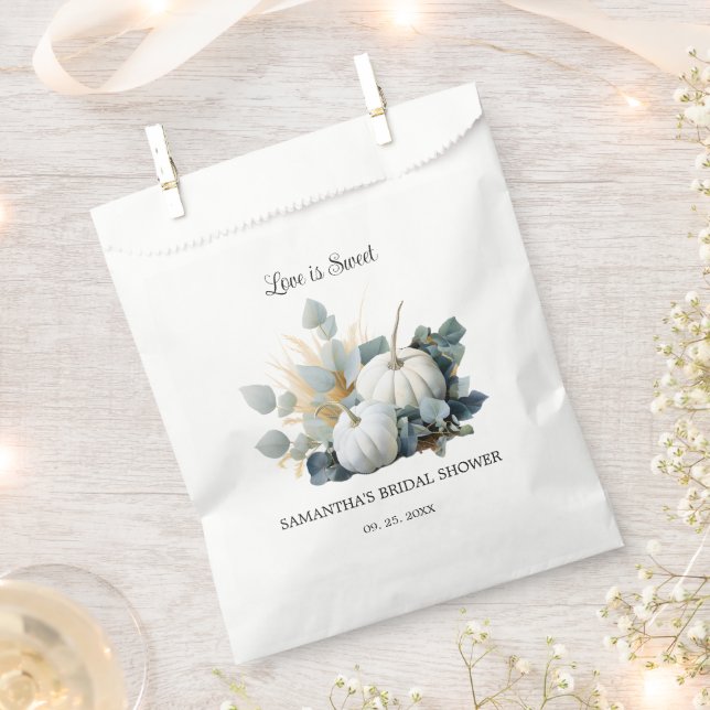 White pumpkins and eucalyptus greens Bridal Shower Favour Bag (Clipped)