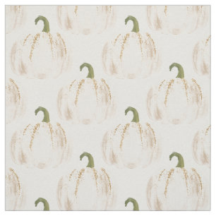 White Pumpkins Autumn Fabric