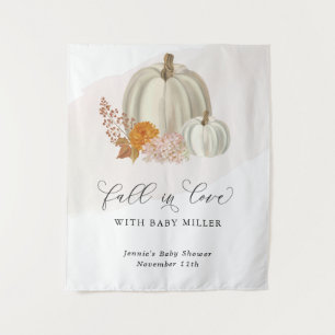White Pumpkins Fall in Love Baby Shower Customised Tapestry