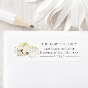 White Pumpkins Floral Fall Return Address Label