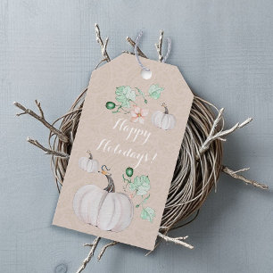 White Pumpkins Floral Watercolor Personalised Gift Tags