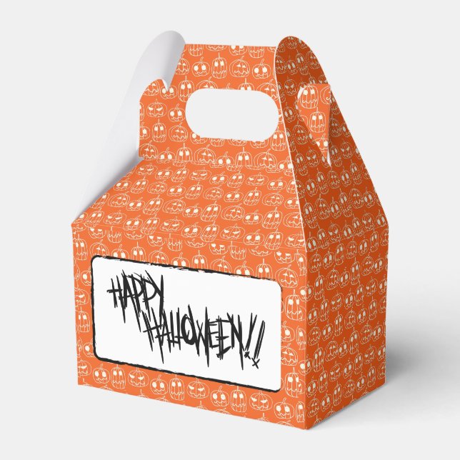 White Pumpkins Halloween Pattern Favour Box (Front Side)