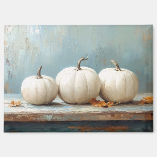 White Pumpkins on Vintage Blue Table Magnet