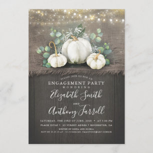 White Pumpkins Rustic Engagement Party Invitation