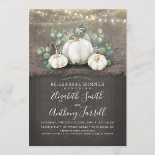 White Pumpkins Rustic Rehearsal Dinner Invitation