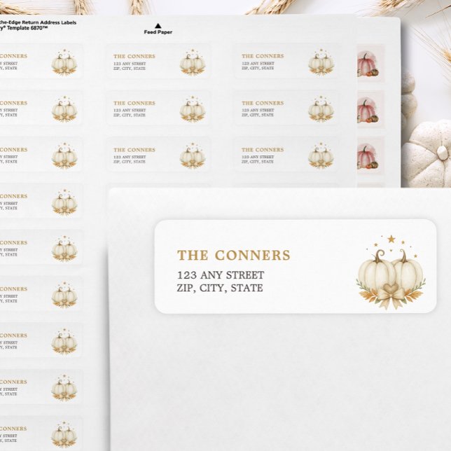 White Pumpkins Twin Baby Shower Return Address Label (Creator Uploaded)