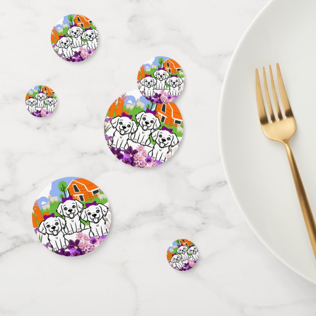 White Puppies Confetti (Group)