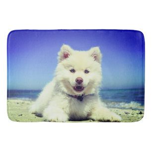 White Puppy Bath Mat